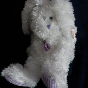 Ty Classic Mayfair Bunny Plush 11" Soft White Purple Toy Stuffed Animal 2007